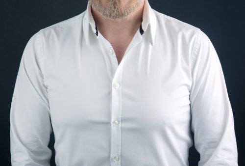 Cămașă albă elegantă pentru bărbați, cu croială clasică